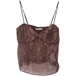Abercrombie & Fitch Sheer Babydoll Cami Top Small Brown Snake Print Y2K Grunge